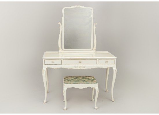 Dressing table with pouf