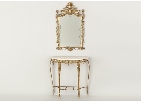 Console with mirror
