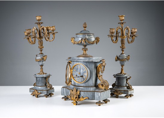Clock and two candleholders